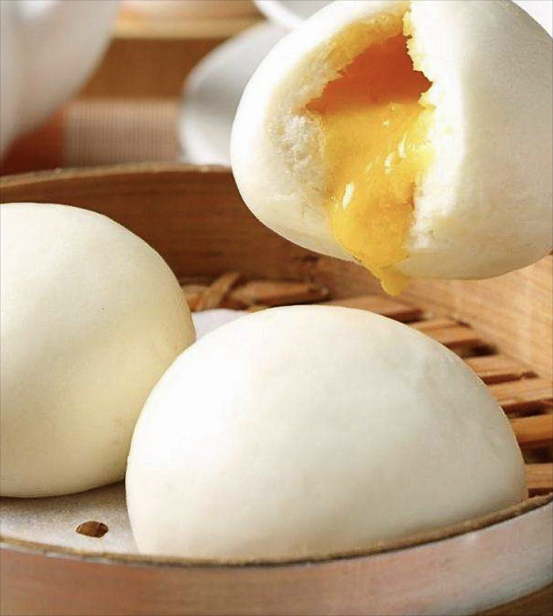 Egg yolk lava buns served for dim sum